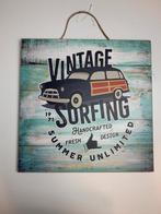 Houten wandbord Vintage surfing 30 x 30 cm, Huis en Inrichting, Nieuw, Ophalen of Verzenden