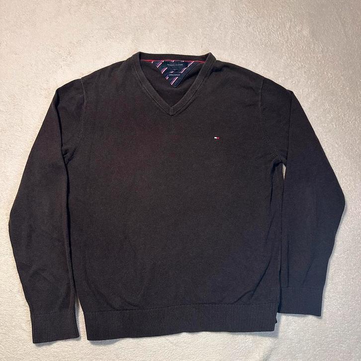 Tommy Hilfiger V-hals Trui bruin – Cotton Cashmere – Heren L, Kleding | Heren, Truien en Vesten, Zo goed als nieuw, Maat 52/54 (L)