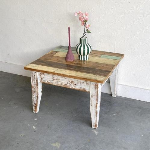Handmade sloophout salontafel duurzame tafel uniek hout, Huis en Inrichting, Tafels | Salontafels, Gebruikt, Minder dan 50 cm