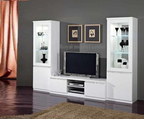 Woonkamer Forever Chrome 2 hoogglans zwart wit Sale-complete, Huis en Inrichting, Complete eetkamers, Nieuw, Ophalen of Verzenden
