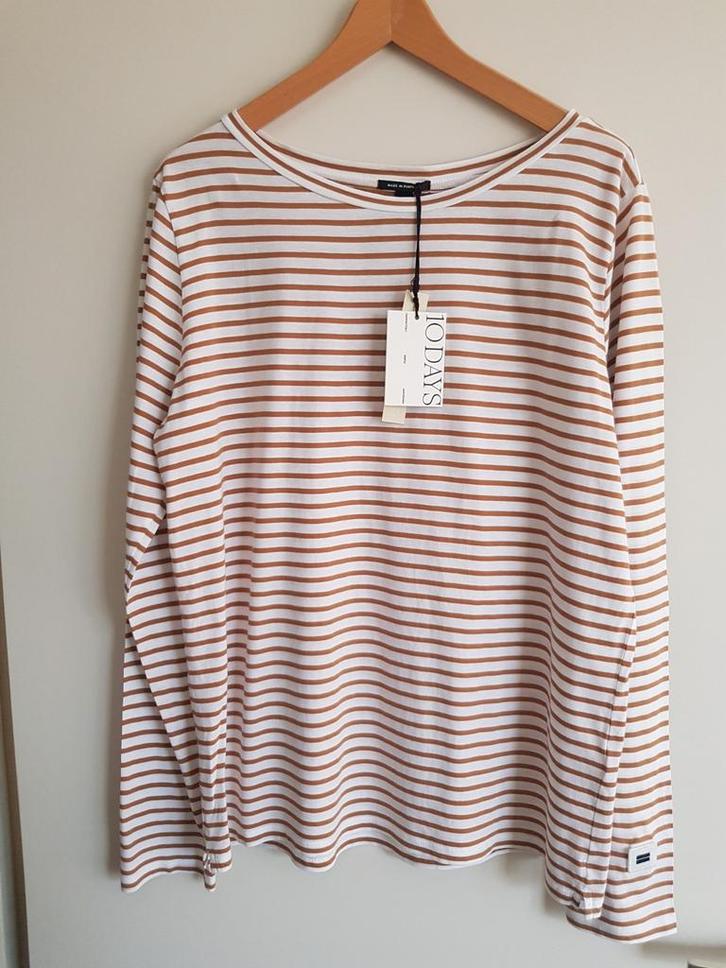 10 Days bio katoen caramel gestreept t-shirt maat XL NIEUW!, Kleding | Dames, T-shirts, Nieuw, Maat 46/48 (XL) of groter, Bruin