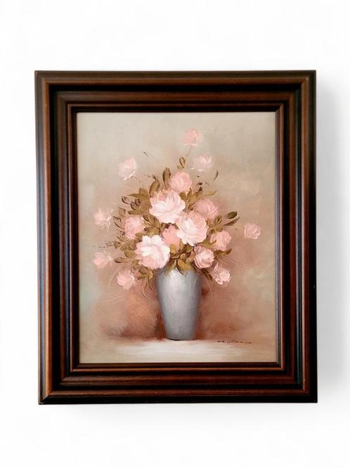Bloemstilleven schilderij K. Williams, Engeland, 1960, Antiek en Kunst, Kunst | Schilderijen | Klassiek, Ophalen of Verzenden