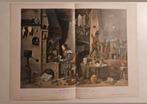Antieke Litho – Het Laboratorium van de Alchemist (19e eeuw), Ophalen of Verzenden