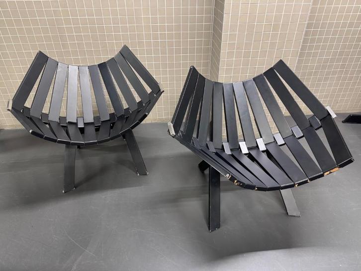 Moooi - Clip Chair - zwarte stoel opklapbaar (2x), Huis en Inrichting, Stoelen, Gebruikt, Twee, Hout, Zwart, Ophalen
