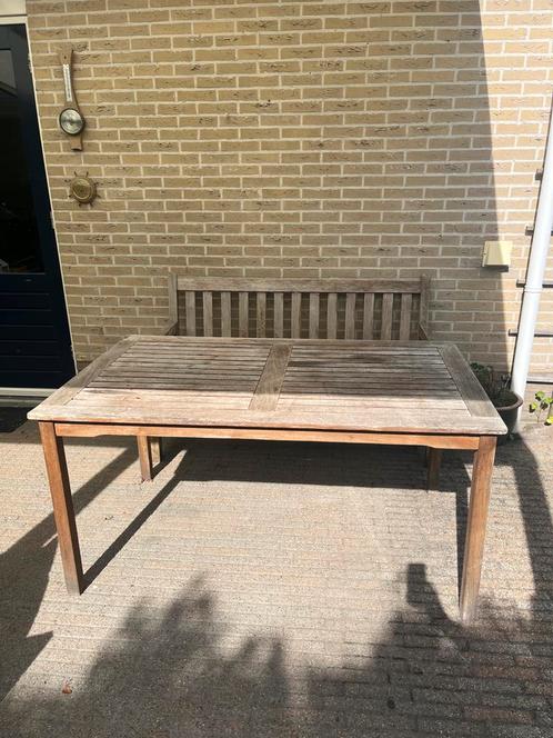 Hard Houten Tuinset met Tafel en Bank, Tuin en Terras, Tuintafels, Gebruikt, Rechthoekig, Hout, Ophalen