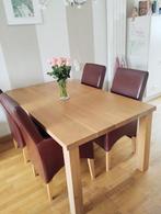 Eettafel met 4 stoelen, Huis en Inrichting, Tafels | Eettafels, Ophalen, Gebruikt, 100 tot 150 cm, Eikenhout