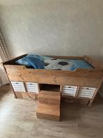 Steigerhout bed, Ophalen, 90 cm, Eenpersoons, Bruin