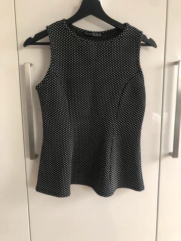 Zwart topje / top / peplum top / polkadot / mouwloos – M beschikbaar voor biedingen