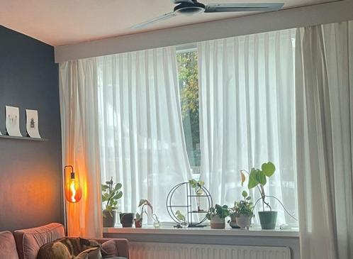 Vitrage - Glasgordijnen geplooid wit 185x115, Huis en Inrichting, Stoffering | Gordijnen en Lamellen, Zo goed als nieuw, 150 tot 200 cm