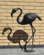 Puur bronzen beeld flamingo dierfiguur bronzen sculptuur, Ophalen, Zo goed als nieuw, Overige materialen