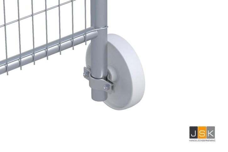 Bouwhek wiel Nylon 200 x 50 mm met bevestigings (klem)set,, Doe-het-zelf en Verbouw, Zwenkwielen, Nieuw, Ophalen of Verzenden