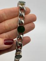 Z338 Prachtige massief zilveren gourmet armband met jade, Sieraden, Tassen en Uiterlijk, Antieke sieraden, Ophalen of Verzenden