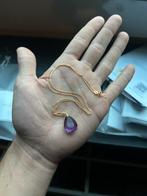 18k Gouden Amethist Hanger Ketting - nieuw, Sieraden, Tassen en Uiterlijk, Kettingen, Paars, Nieuw, Ophalen of Verzenden, Met edelsteen