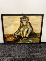 Cornelis Jan Mension - Olieverf schilderij - Aap, Antiek en Kunst, Kunst | Schilderijen | Klassiek, Ophalen of Verzenden