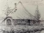 D272 Lijst met Tekening Boerderij Jan van Aalderen, Antiek en Kunst, Ophalen of Verzenden