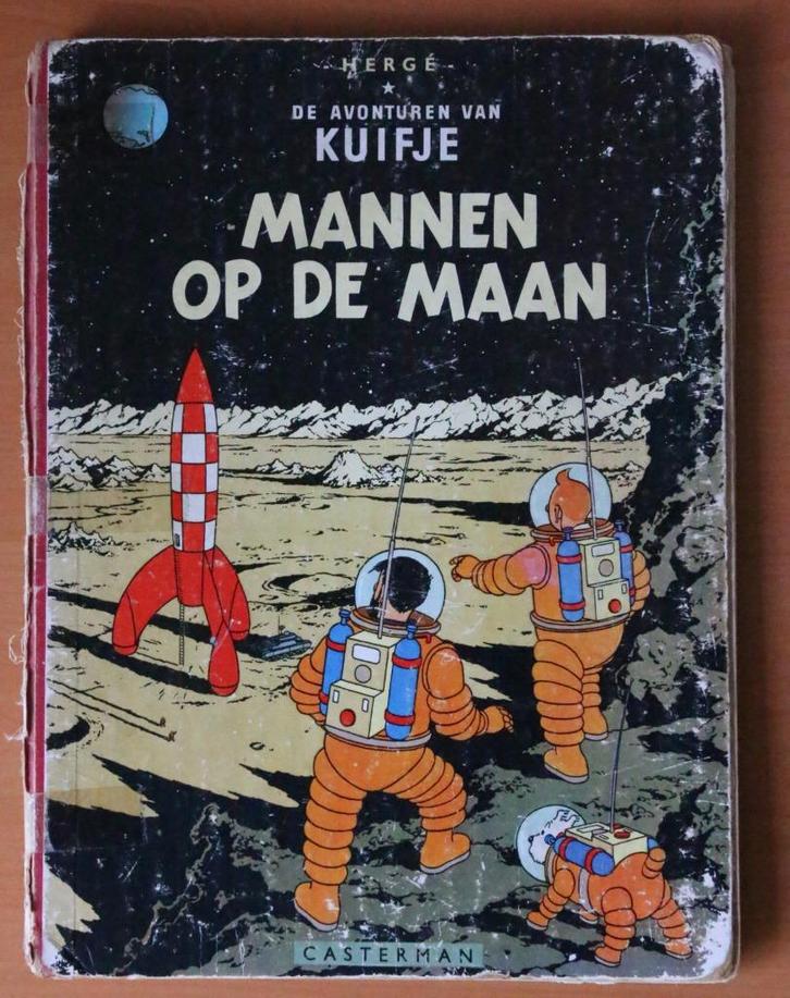 Kuifje - Mannen op de maan - 1954, eerste druk, Boeken, Stripboeken, Gelezen, Eén stripboek, Ophalen of Verzenden