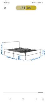 Bed 160x200 Slattum Ikea lichtgrijs, Ophalen, Tweepersoons, 160 cm, Stof