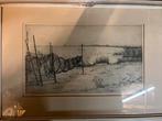 Mooie Friese ets van Hemkes Balk 1947, Antiek en Kunst, Kunst | Etsen en Gravures, Ophalen of Verzenden