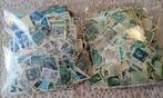 Grote set groen en blauwe vintage postzegels snailmail, Verzenden, Gebruikt