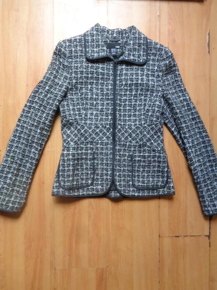 Jasje H&M pied de poule, Kleding | Dames, Jasjes, Kostuums en Pakken, Zo goed als nieuw, Jasje, Maat 36 (S), Zwart, Ophalen of Verzenden