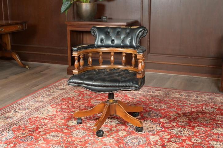 Chesterfield bureaustoel, Huis en Inrichting, Bureaustoelen, Zo goed als nieuw, Bureaustoel, Zwart, Ergonomisch, Ophalen of Verzenden