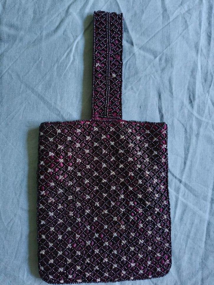 Retro Art Deco MNG tas met kraaltjes geborduurd avondtasje, Sieraden, Tassen en Uiterlijk, Tassen | Damestassen, Zo goed als nieuw