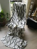 wit gordijn met zwarte bewerking, 200 cm of meer, Nieuw, Wit, 50 tot 100 cm