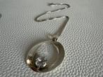 Y016/Grote Vintage Zilveren MODERNIST ketting met Kristal, Sieraden, Tassen en Uiterlijk, Kettingen, Met kristal, Gebruikt, Verzenden