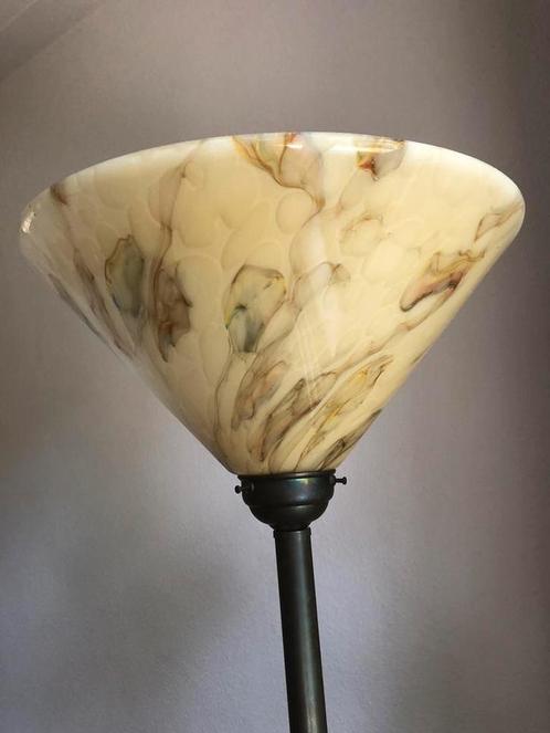 Vloerlamp(en) met gemarmerde kap artdeco stijl inclusief, Huis en Inrichting, Lampen | Vloerlampen, Gebruikt, 150 tot 200 cm, Glas