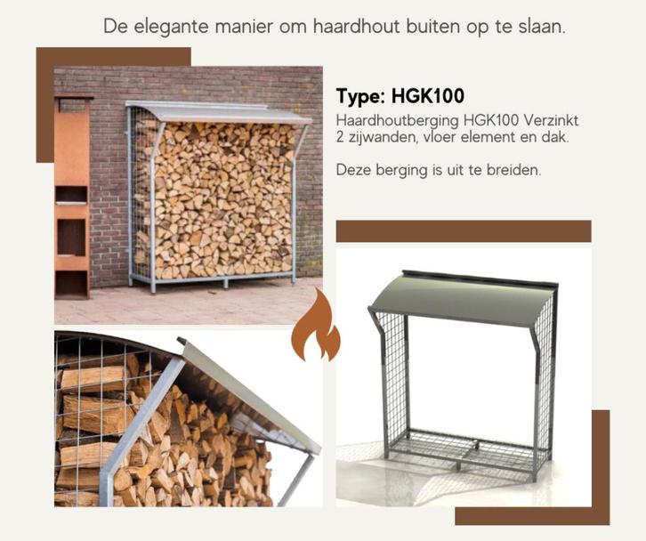 Haardhoutberging HGK100 Verzinkt, Tuin en Terras, Haardhout, Minder dan 3 m³, Ophalen