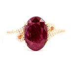 Ring 14 karaat goud - 3.09ct robijn - 40 diamanten, Nieuw, Ophalen of Verzenden, Met edelsteen, Dame