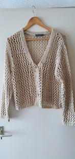 ENJOY GROF GEBREIDE TRUI/VEST MET KOORDSLUITING BEIGE MAAT M, Maat 38/40 (M), Beige, Enjoy, Nieuw