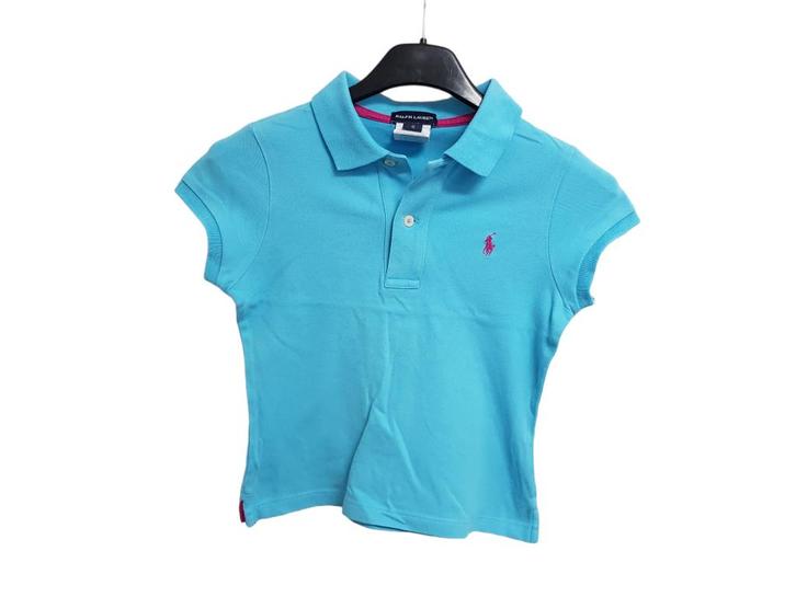 Prachtig aqua blauw RALPH LAUREN polo shirtje mt S., Kinderen en Baby's, Kinderkleding | Maat 116, Zo goed als nieuw, Meisje, Shirt of Longsleeve