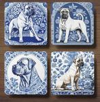 Boerboel Delfts Blauw onderzetters met houder, Ophalen of Verzenden, Nieuw, Glas of Kopje