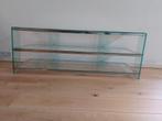 Glazen TV Meubel met Chroom Frame, Ophalen, 100 tot 150 cm, Zo goed als nieuw, Glas