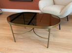 Salon tafel messing donker glas, Huis en Inrichting, Ophalen, 50 tot 100 cm, Glas, 50 tot 100 cm