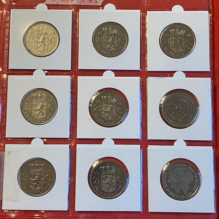 Complete Serrie met 9 Juliana Rijksdaalders 1969 t/m 1980, Postzegels en Munten, Munten | Nederland, Setje, 2½ gulden, Koningin Juliana