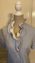 Blouse Blauw Wit gestreept maat 38 met roezel kraag SIGN, Blauw, Maat 38/40 (M), Ophalen of Verzenden, Zo goed als nieuw