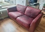 Vintage bordeaux rode leren tweezits bank, Huis en Inrichting, Banken | Bankstellen, Ophalen, Gebruikt, Vintagte, Retro, 150 tot 200 cm