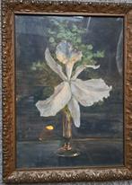 Schilderij van een witte bloem in een vaas, Antiek en Kunst, Kunst | Schilderijen | Klassiek, Ophalen of Verzenden