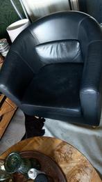 Ikea zwarte fauteuil echt leer, Huis en Inrichting, Fauteuils, Leer, 75 tot 100 cm, Zo goed als nieuw, 50 tot 75 cm