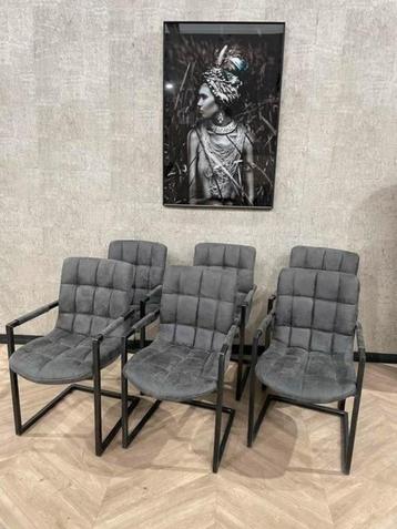 6x eetkamerstoel Simon antraciet/grijs *nieuw actie prijs beschikbaar voor biedingen