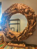 Unieke houten spiegel - robuust en stijlvol, Huis en Inrichting, Woonaccessoires | Spiegels, Ophalen, 100 tot 150 cm, Rond, 125 cm of meer