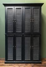 Zwarte legkast kledingkast opbergkast met louvre deuren, Ophalen, 100 tot 150 cm, 200 cm of meer, 25 tot 50 cm