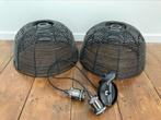 Zwarte rotan hanglampen, Huis en Inrichting, Ophalen, Gebruikt, Zwart, Rond