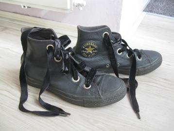 ALL STARS CONVERSE zwart leer hoog maat 38 beschikbaar voor biedingen
