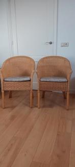 2 rieten salonstoeltjes, Huis en Inrichting, Stoelen, Gebruikt, Twee, Bruin, Riet of Rotan