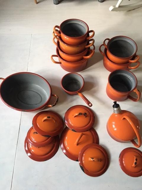 vintage / brocante pannen set emaille, Antiek en Kunst, Antiek | Emaille, Ophalen
