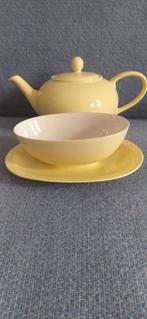 Regout Maastricht pastel gele theepot, sauskom, 1950's, Ophalen of Verzenden