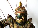 Oude marionet pop Ramayana Krijger Thailand handvervaardigd, Antiek en Kunst, Ophalen of Verzenden